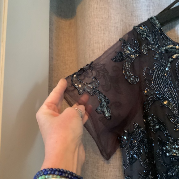 NWT Xscape gray, short sleeve.chiffon long formal. Mother of the bride. 14W  16W - Picture 8 of 10